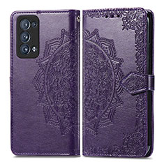 Funda de Cuero Cartera con Soporte Patron de Moda Carcasa para Oppo Reno6 Pro+ Plus 5G Morado