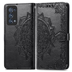 Funda de Cuero Cartera con Soporte Patron de Moda Carcasa para Oppo Reno6 Pro+ Plus 5G Negro