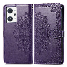 Funda de Cuero Cartera con Soporte Patron de Moda Carcasa para Oppo Reno7 A Morado