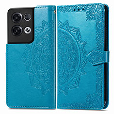 Funda de Cuero Cartera con Soporte Patron de Moda Carcasa para Oppo Reno8 Pro 5G Azul