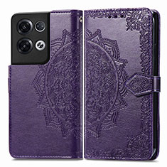 Funda de Cuero Cartera con Soporte Patron de Moda Carcasa para Oppo Reno8 Pro 5G Morado