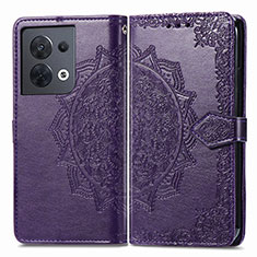 Funda de Cuero Cartera con Soporte Patron de Moda Carcasa para Oppo Reno9 Pro 5G Morado