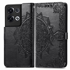 Funda de Cuero Cartera con Soporte Patron de Moda Carcasa para Oppo Reno9 Pro+ Plus 5G Negro