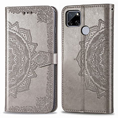 Funda de Cuero Cartera con Soporte Patron de Moda Carcasa para Realme 7i RMX2193 Gris