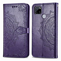 Funda de Cuero Cartera con Soporte Patron de Moda Carcasa para Realme 7i RMX2193 Morado