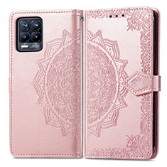 Funda de Cuero Cartera con Soporte Patron de Moda Carcasa para Realme 8 4G Oro Rosa