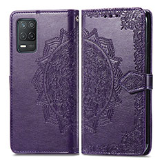 Funda de Cuero Cartera con Soporte Patron de Moda Carcasa para Realme 8 5G Morado