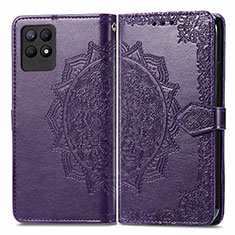 Funda de Cuero Cartera con Soporte Patron de Moda Carcasa para Realme 8i Morado