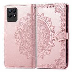 Funda de Cuero Cartera con Soporte Patron de Moda Carcasa para Realme 8i Oro Rosa