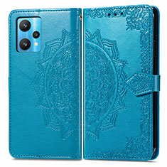 Funda de Cuero Cartera con Soporte Patron de Moda Carcasa para Realme 9 4G Azul