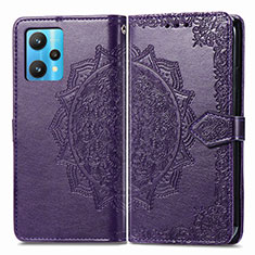 Funda de Cuero Cartera con Soporte Patron de Moda Carcasa para Realme 9 4G Morado