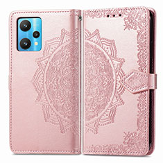 Funda de Cuero Cartera con Soporte Patron de Moda Carcasa para Realme 9 4G Oro Rosa