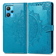 Funda de Cuero Cartera con Soporte Patron de Moda Carcasa para Realme 9 5G Azul