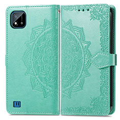 Funda de Cuero Cartera con Soporte Patron de Moda Carcasa para Realme C11 (2021) Verde