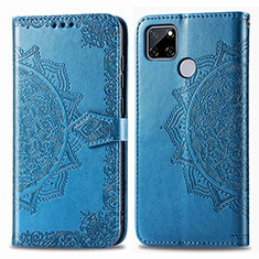 Funda de Cuero Cartera con Soporte Patron de Moda Carcasa para Realme C12 Azul