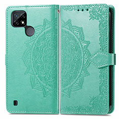 Funda de Cuero Cartera con Soporte Patron de Moda Carcasa para Realme C21 Verde