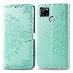 Funda de Cuero Cartera con Soporte Patron de Moda Carcasa para Realme C25 Verde