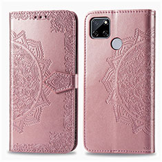 Funda de Cuero Cartera con Soporte Patron de Moda Carcasa para Realme C25S Oro Rosa