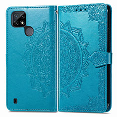 Funda de Cuero Cartera con Soporte Patron de Moda Carcasa para Realme C25Y India Azul