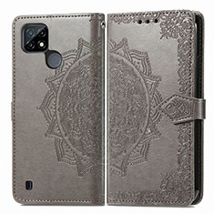 Funda de Cuero Cartera con Soporte Patron de Moda Carcasa para Realme C25Y India Gris