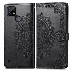 Funda de Cuero Cartera con Soporte Patron de Moda Carcasa para Realme C25Y Negro