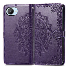 Funda de Cuero Cartera con Soporte Patron de Moda Carcasa para Realme C30 Morado