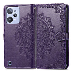 Funda de Cuero Cartera con Soporte Patron de Moda Carcasa para Realme C31 Morado