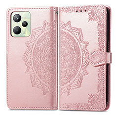 Funda de Cuero Cartera con Soporte Patron de Moda Carcasa para Realme C35 Oro Rosa