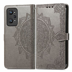 Funda de Cuero Cartera con Soporte Patron de Moda Carcasa para Realme GT2 5G Gris