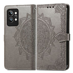 Funda de Cuero Cartera con Soporte Patron de Moda Carcasa para Realme GT2 Pro 5G Gris