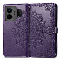 Funda de Cuero Cartera con Soporte Patron de Moda Carcasa para Realme GT3 5G Morado