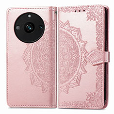 Funda de Cuero Cartera con Soporte Patron de Moda Carcasa para Realme Narzo 60 Pro 5G Oro Rosa