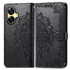 Funda de Cuero Cartera con Soporte Patron de Moda Carcasa para Realme Narzo N55 Negro