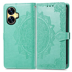 Funda de Cuero Cartera con Soporte Patron de Moda Carcasa para Realme Narzo N55 Verde