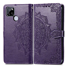 Funda de Cuero Cartera con Soporte Patron de Moda Carcasa para Realme Q2i 5G Morado