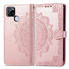 Funda de Cuero Cartera con Soporte Patron de Moda Carcasa para Realme Q2i 5G Oro Rosa