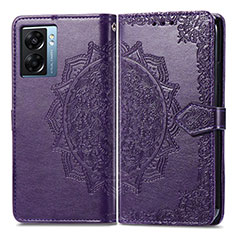 Funda de Cuero Cartera con Soporte Patron de Moda Carcasa para Realme Q5i 5G Morado