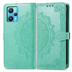 Funda de Cuero Cartera con Soporte Patron de Moda Carcasa para Realme V25 5G Verde