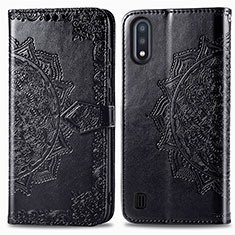 Funda de Cuero Cartera con Soporte Patron de Moda Carcasa para Samsung Galaxy A01 SM-A015 Negro