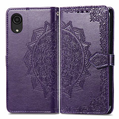 Funda de Cuero Cartera con Soporte Patron de Moda Carcasa para Samsung Galaxy A03 Core Morado