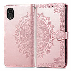 Funda de Cuero Cartera con Soporte Patron de Moda Carcasa para Samsung Galaxy A03 Core Oro Rosa