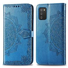 Funda de Cuero Cartera con Soporte Patron de Moda Carcasa para Samsung Galaxy A03s Azul