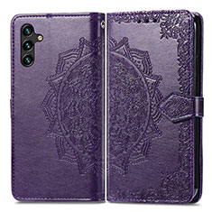 Funda de Cuero Cartera con Soporte Patron de Moda Carcasa para Samsung Galaxy A04s Morado