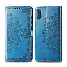 Funda de Cuero Cartera con Soporte Patron de Moda Carcasa para Samsung Galaxy A11 Azul