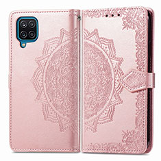 Funda de Cuero Cartera con Soporte Patron de Moda Carcasa para Samsung Galaxy A12 5G Oro Rosa