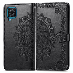 Funda de Cuero Cartera con Soporte Patron de Moda Carcasa para Samsung Galaxy A12 Negro