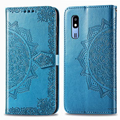 Funda de Cuero Cartera con Soporte Patron de Moda Carcasa para Samsung Galaxy A2 Core A260F A260G Azul