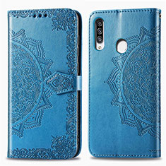 Funda de Cuero Cartera con Soporte Patron de Moda Carcasa para Samsung Galaxy A20s Azul