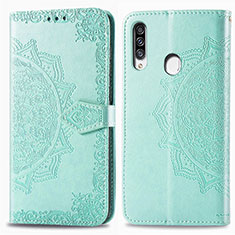 Funda de Cuero Cartera con Soporte Patron de Moda Carcasa para Samsung Galaxy A20s Verde