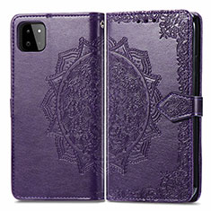 Funda de Cuero Cartera con Soporte Patron de Moda Carcasa para Samsung Galaxy A22s 5G Morado